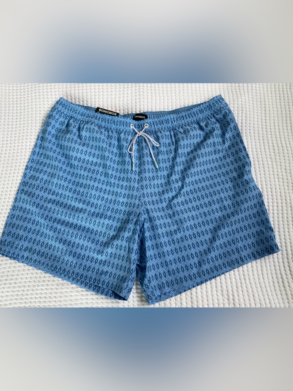 Bonobos Swim Trunks Light Blue Diamond Size XXL Bathing Suit UPF 50+